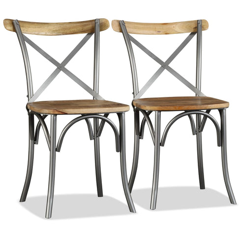 Swen Studio -  Dining Chairs 6 pcs Solid Mango Wood and Steel Cross Back
